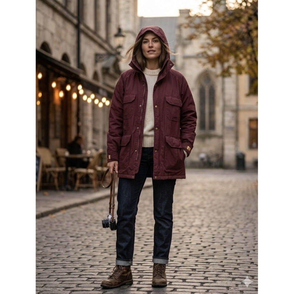 Vintage Woolrich Canvas Mountain‎ Parka/Canvas Coat. Wine Color. Size Medium.